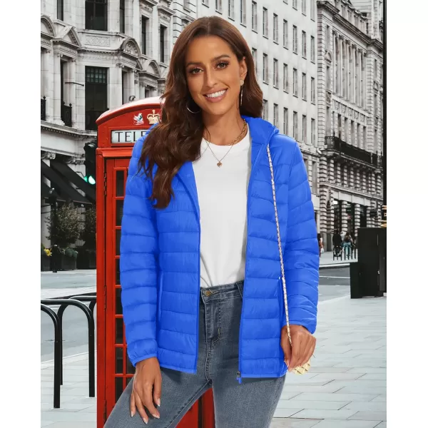 MAGCOMSEN Women's Hooded Puffer Jacket Lightweight Quilted Padded Coat 4 Pockets Zip-up Winter Warm Outerwear