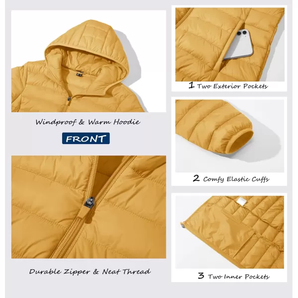 MAGCOMSEN Women's Hooded Puffer Jacket Lightweight Quilted Padded Coat 4 Pockets Zip-up Winter Warm Outerwear