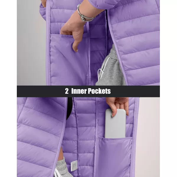 MAGCOMSEN Women's Hooded Puffer Jacket Lightweight Quilted Padded Coat 4 Pockets Zip-up Winter Warm Outerwear