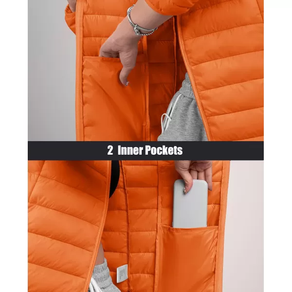 MAGCOMSEN Women's Hooded Puffer Jacket Lightweight Quilted Padded Coat 4 Pockets Zip-up Winter Warm Outerwear