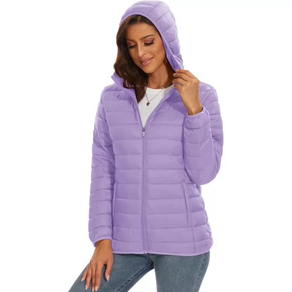 MAGCOMSEN Women's Hooded Puffer Jacket Lightweight Quilted Padded Coat 4 Pockets Zip-up Winter Warm Outerwear
