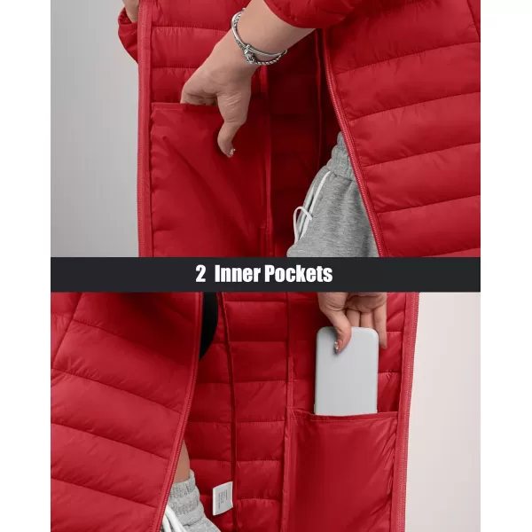 MAGCOMSEN Women's Hooded Puffer Jacket Lightweight Quilted Padded Coat 4 Pockets Zip-up Winter Warm Outerwear