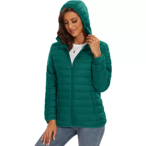 MAGCOMSEN Women's Hooded Puffer Jacket Lightweight Quilted Padded Coat 4 Pockets Zip-up Winter Warm Outerwear