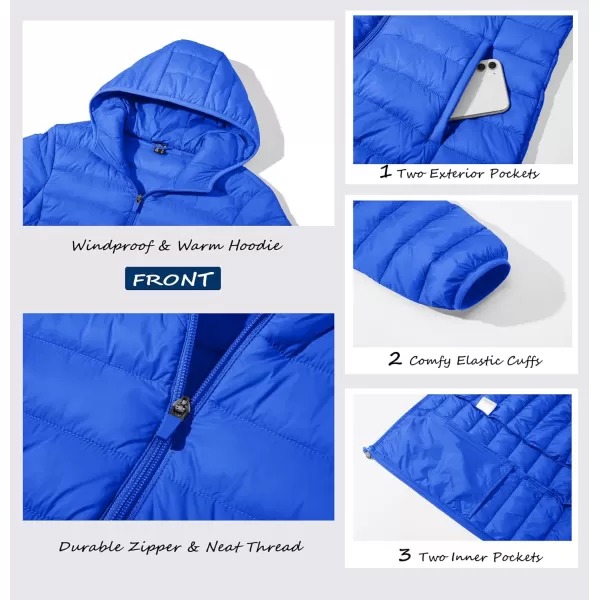 MAGCOMSEN Women's Hooded Puffer Jacket Lightweight Quilted Padded Coat 4 Pockets Zip-up Winter Warm Outerwear