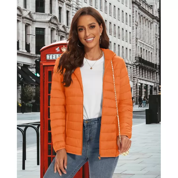 MAGCOMSEN Women's Hooded Puffer Jacket Lightweight Quilted Padded Coat 4 Pockets Zip-up Winter Warm Outerwear
