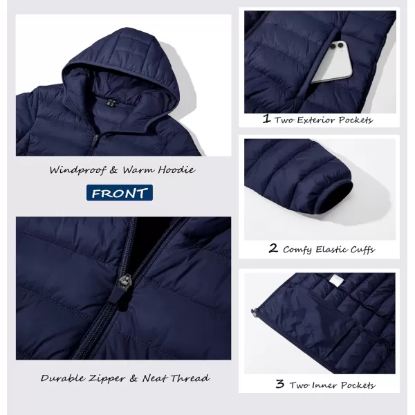 MAGCOMSEN Women's Hooded Puffer Jacket Lightweight Quilted Padded Coat 4 Pockets Zip-up Winter Warm Outerwear