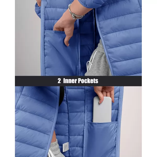 MAGCOMSEN Women's Hooded Puffer Jacket Lightweight Quilted Padded Coat 4 Pockets Zip-up Winter Warm Outerwear