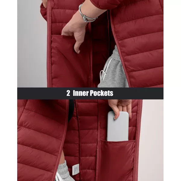 MAGCOMSEN Women's Hooded Puffer Jacket Lightweight Quilted Padded Coat 4 Pockets Zip-up Winter Warm Outerwear