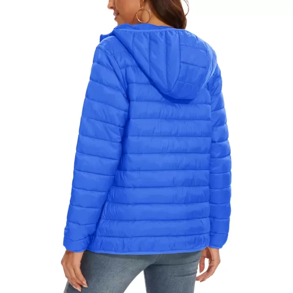 MAGCOMSEN Women's Hooded Puffer Jacket Lightweight Quilted Padded Coat 4 Pockets Zip-up Winter Warm Outerwear