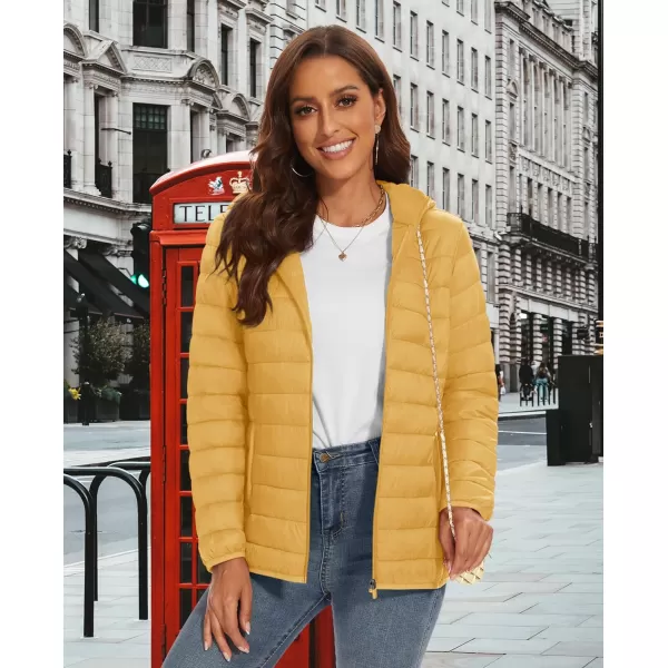 MAGCOMSEN Women's Hooded Puffer Jacket Lightweight Quilted Padded Coat 4 Pockets Zip-up Winter Warm Outerwear