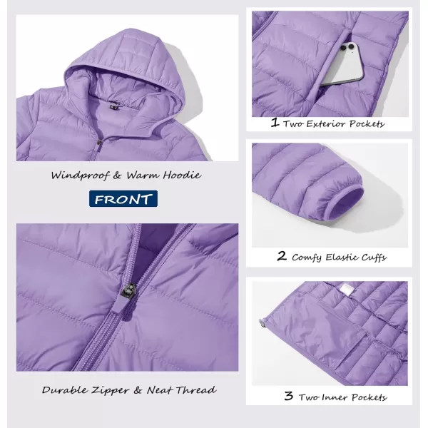 MAGCOMSEN Women's Hooded Puffer Jacket Lightweight Quilted Padded Coat 4 Pockets Zip-up Winter Warm Outerwear