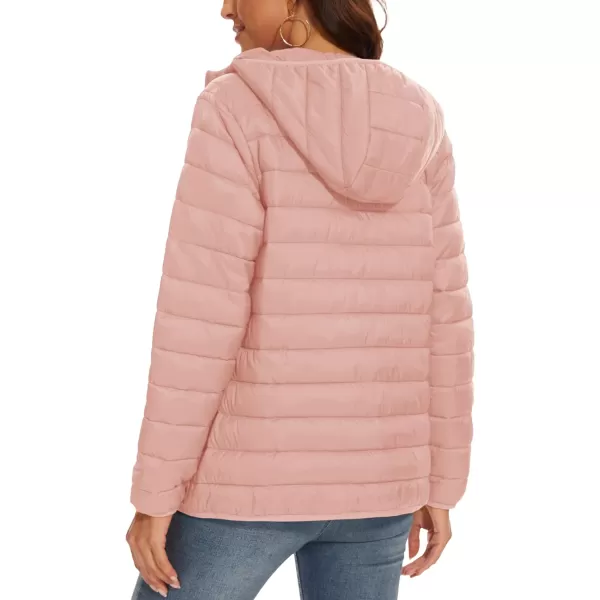 MAGCOMSEN Women's Hooded Puffer Jacket Lightweight Quilted Padded Coat 4 Pockets Zip-up Winter Warm Outerwear