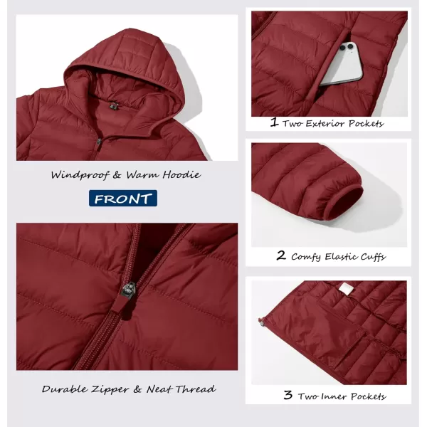 MAGCOMSEN Women's Hooded Puffer Jacket Lightweight Quilted Padded Coat 4 Pockets Zip-up Winter Warm Outerwear