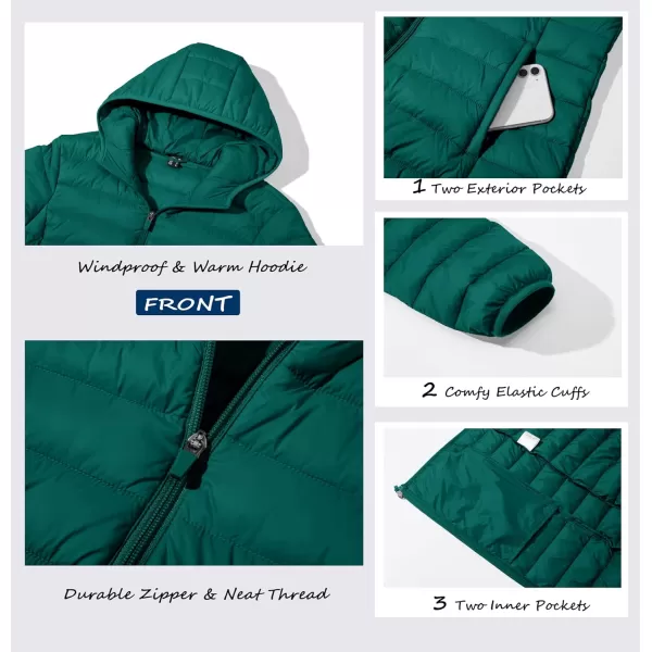 MAGCOMSEN Women's Hooded Puffer Jacket Lightweight Quilted Padded Coat 4 Pockets Zip-up Winter Warm Outerwear
