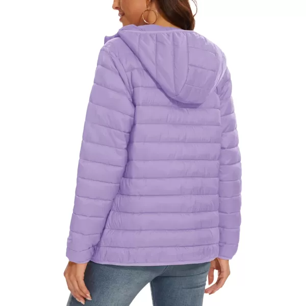 MAGCOMSEN Women's Hooded Puffer Jacket Lightweight Quilted Padded Coat 4 Pockets Zip-up Winter Warm Outerwear