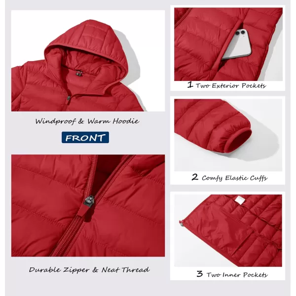MAGCOMSEN Women's Hooded Puffer Jacket Lightweight Quilted Padded Coat 4 Pockets Zip-up Winter Warm Outerwear