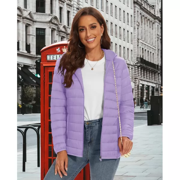 MAGCOMSEN Women's Hooded Puffer Jacket Lightweight Quilted Padded Coat 4 Pockets Zip-up Winter Warm Outerwear