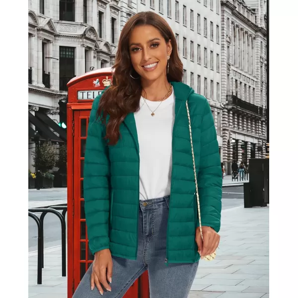 MAGCOMSEN Women's Hooded Puffer Jacket Lightweight Quilted Padded Coat 4 Pockets Zip-up Winter Warm Outerwear