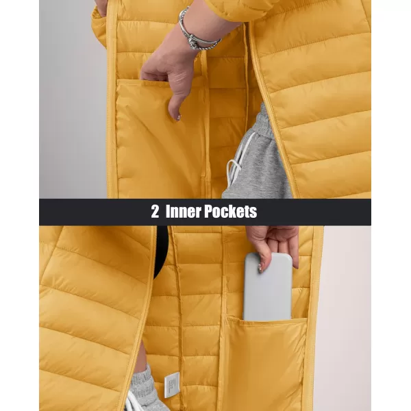 MAGCOMSEN Women's Hooded Puffer Jacket Lightweight Quilted Padded Coat 4 Pockets Zip-up Winter Warm Outerwear