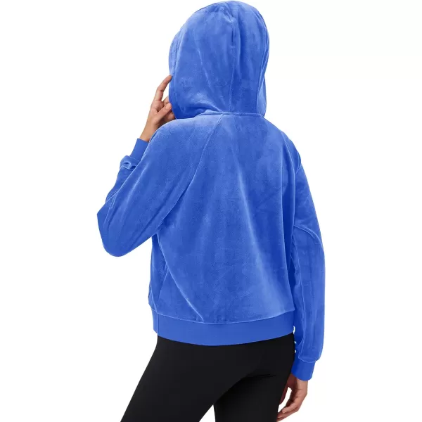 MAGCOMSEN Womens Hoodies Half-Zip Cropped Velour Sweatshirts Long Sleeve Fleece Pullover with Pocket Casual Outfits