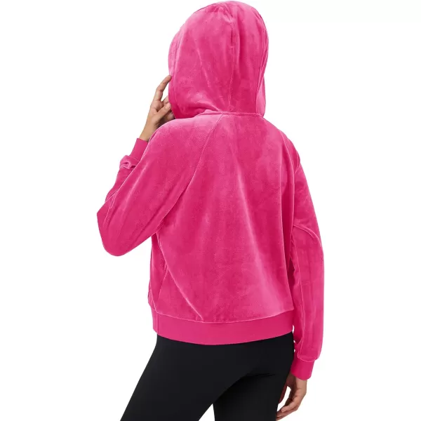 MAGCOMSEN Womens Hoodies Half-Zip Cropped Velour Sweatshirts Long Sleeve Fleece Pullover with Pocket Casual Outfits