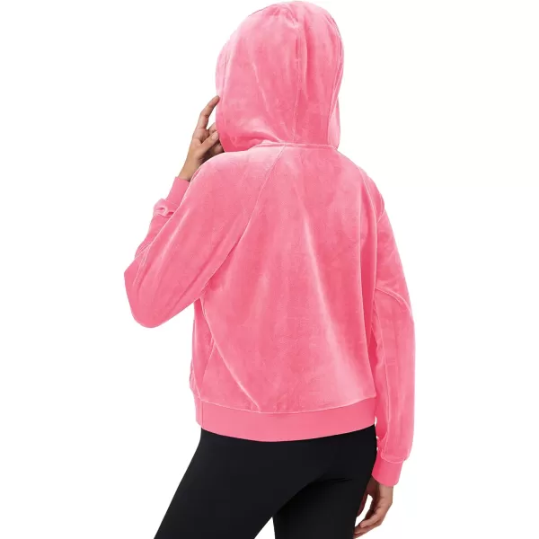 MAGCOMSEN Womens Hoodies Half-Zip Cropped Velour Sweatshirts Long Sleeve Fleece Pullover with Pocket Casual Outfits