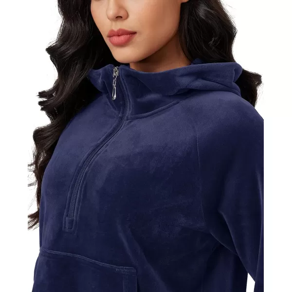 MAGCOMSEN Womens Hoodies Half-Zip Cropped Velour Sweatshirts Long Sleeve Fleece Pullover with Pocket Casual Outfits