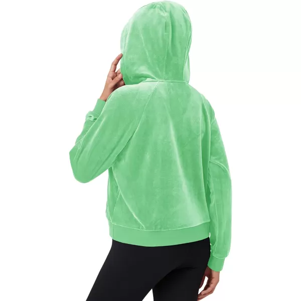 MAGCOMSEN Womens Hoodies Half-Zip Cropped Velour Sweatshirts Long Sleeve Fleece Pullover with Pocket Casual Outfits