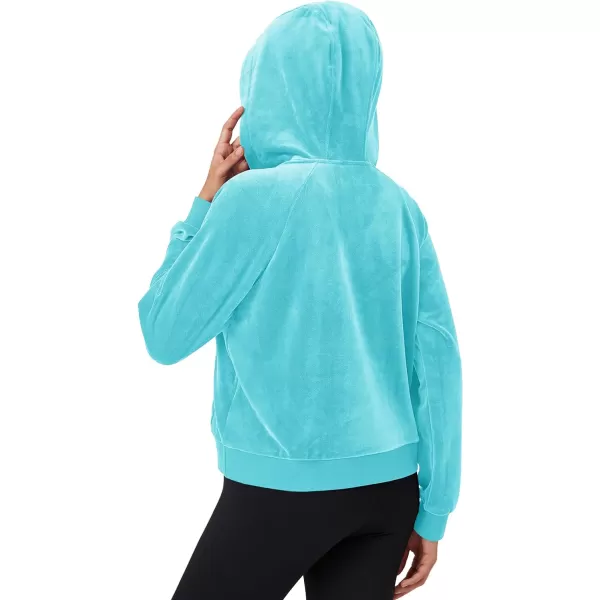 MAGCOMSEN Womens Hoodies Half-Zip Cropped Velour Sweatshirts Long Sleeve Fleece Pullover with Pocket Casual Outfits