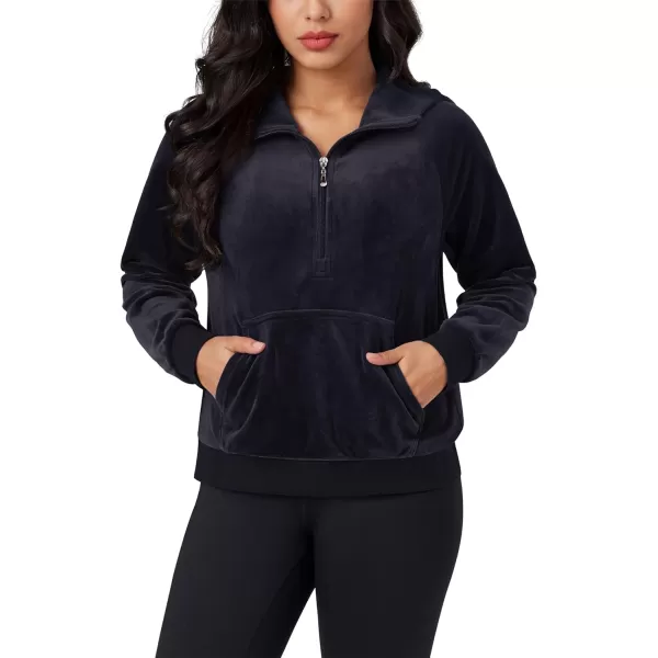 MAGCOMSEN Womens Hoodies Half-Zip Cropped Velour Sweatshirts Long Sleeve Fleece Pullover with Pocket Casual Outfits