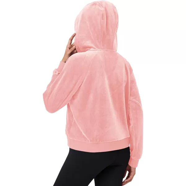 MAGCOMSEN Womens Hoodies Half-Zip Cropped Velour Sweatshirts Long Sleeve Fleece Pullover with Pocket Casual Outfits