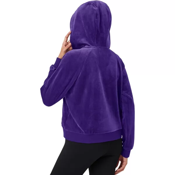 MAGCOMSEN Womens Hoodies Half-Zip Cropped Velour Sweatshirts Long Sleeve Fleece Pullover with Pocket Casual Outfits