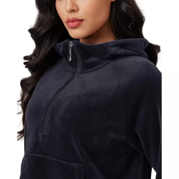 MAGCOMSEN Womens Hoodies Half-Zip Cropped Velour Sweatshirts Long Sleeve Fleece Pullover with Pocket Casual Outfits