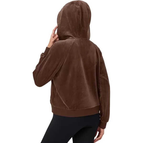 MAGCOMSEN Womens Hoodies Half-Zip Cropped Velour Sweatshirts Long Sleeve Fleece Pullover with Pocket Casual Outfits