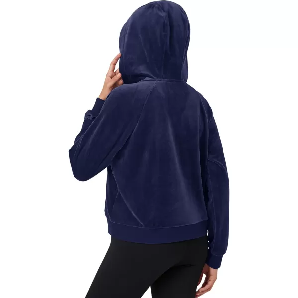 MAGCOMSEN Womens Hoodies Half-Zip Cropped Velour Sweatshirts Long Sleeve Fleece Pullover with Pocket Casual Outfits