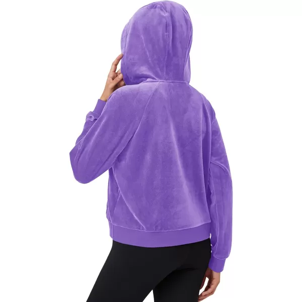MAGCOMSEN Womens Hoodies Half-Zip Cropped Velour Sweatshirts Long Sleeve Fleece Pullover with Pocket Casual Outfits