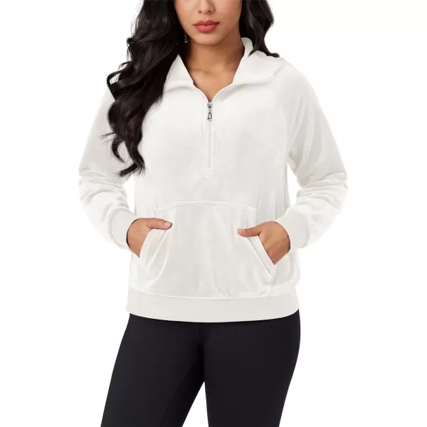 MAGCOMSEN Womens Hoodies Half-Zip Cropped Velour Sweatshirts Long Sleeve Fleece Pullover with Pocket Casual Outfits