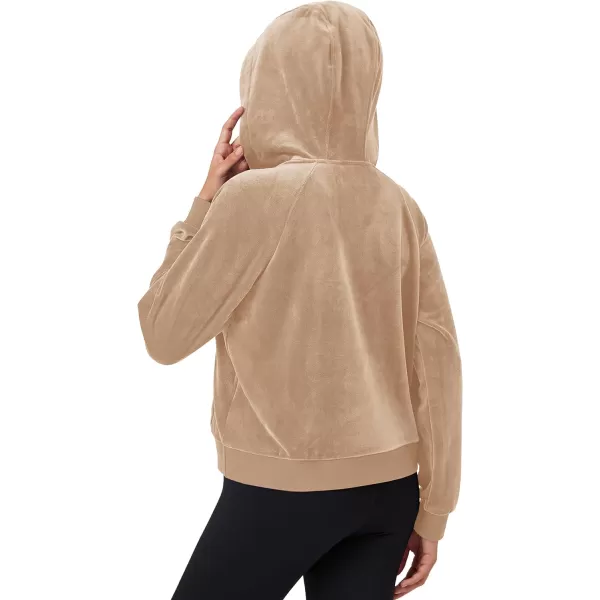 MAGCOMSEN Womens Hoodies Half-Zip Cropped Velour Sweatshirts Long Sleeve Fleece Pullover with Pocket Casual Outfits