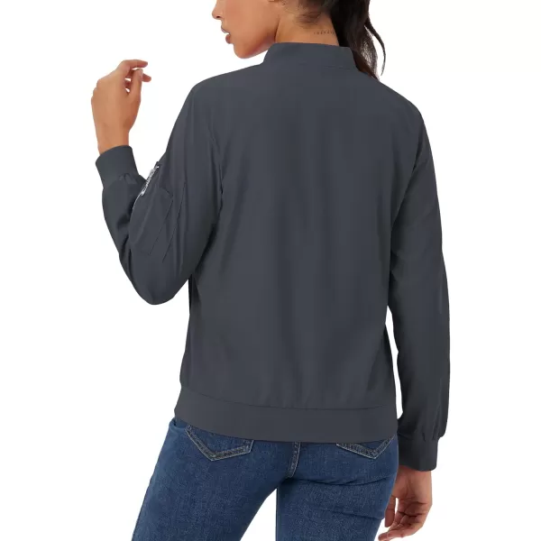 MAGCOMSEN Women's Jacket Lightweight Bomber Jackets 5 Pockets Windbreaker Zip-up Casual Moto Outwear