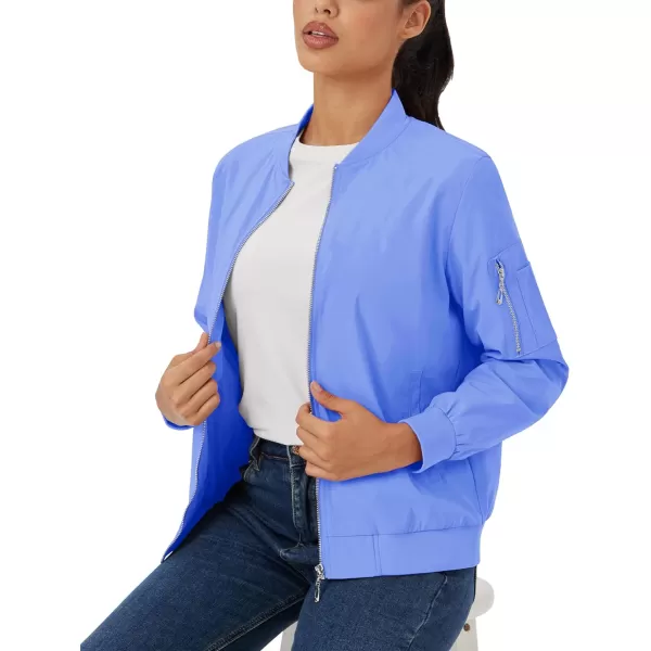 MAGCOMSEN Women's Jacket Lightweight Bomber Jackets 5 Pockets Windbreaker Zip-up Casual Moto Outwear