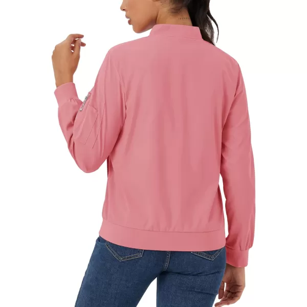 MAGCOMSEN Women's Jacket Lightweight Bomber Jackets 5 Pockets Windbreaker Zip-up Casual Moto Outwear