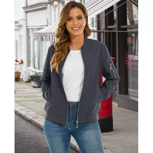 MAGCOMSEN Women's Jacket Lightweight Bomber Jackets 5 Pockets Windbreaker Zip-up Casual Moto Outwear