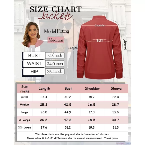 MAGCOMSEN Women's Jacket Lightweight Bomber Jackets 5 Pockets Windbreaker Zip-up Casual Moto Outwear