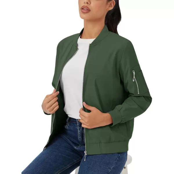 MAGCOMSEN Women's Jacket Lightweight Bomber Jackets 5 Pockets Windbreaker Zip-up Casual Moto Outwear