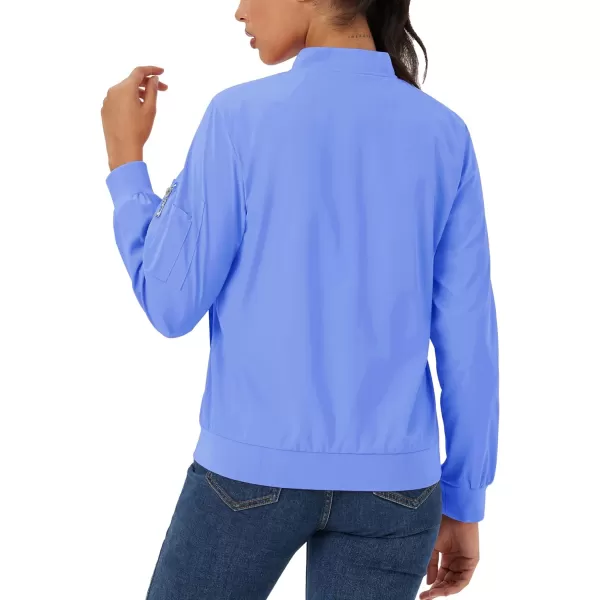 MAGCOMSEN Women's Jacket Lightweight Bomber Jackets 5 Pockets Windbreaker Zip-up Casual Moto Outwear