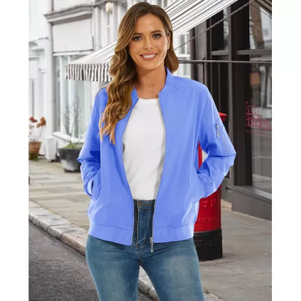 MAGCOMSEN Women's Jacket Lightweight Bomber Jackets 5 Pockets Windbreaker Zip-up Casual Moto Outwear