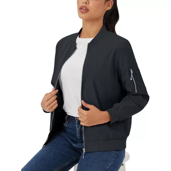 MAGCOMSEN Women's Jacket Lightweight Bomber Jackets 5 Pockets Windbreaker Zip-up Casual Moto Outwear