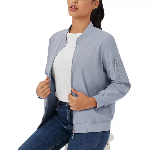 MAGCOMSEN Women's Jacket Lightweight Bomber Jackets 5 Pockets Windbreaker Zip-up Casual Moto Outwear
