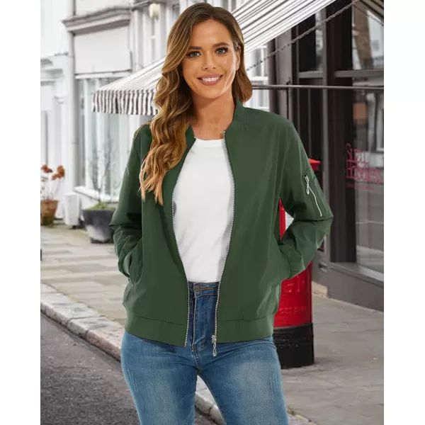 MAGCOMSEN Women's Jacket Lightweight Bomber Jackets 5 Pockets Windbreaker Zip-up Casual Moto Outwear