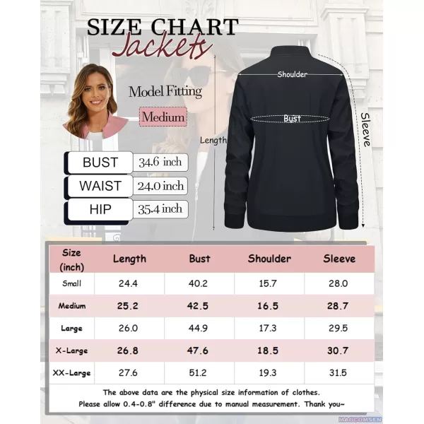 MAGCOMSEN Women's Jacket Lightweight Bomber Jackets 5 Pockets Windbreaker Zip-up Casual Moto Outwear